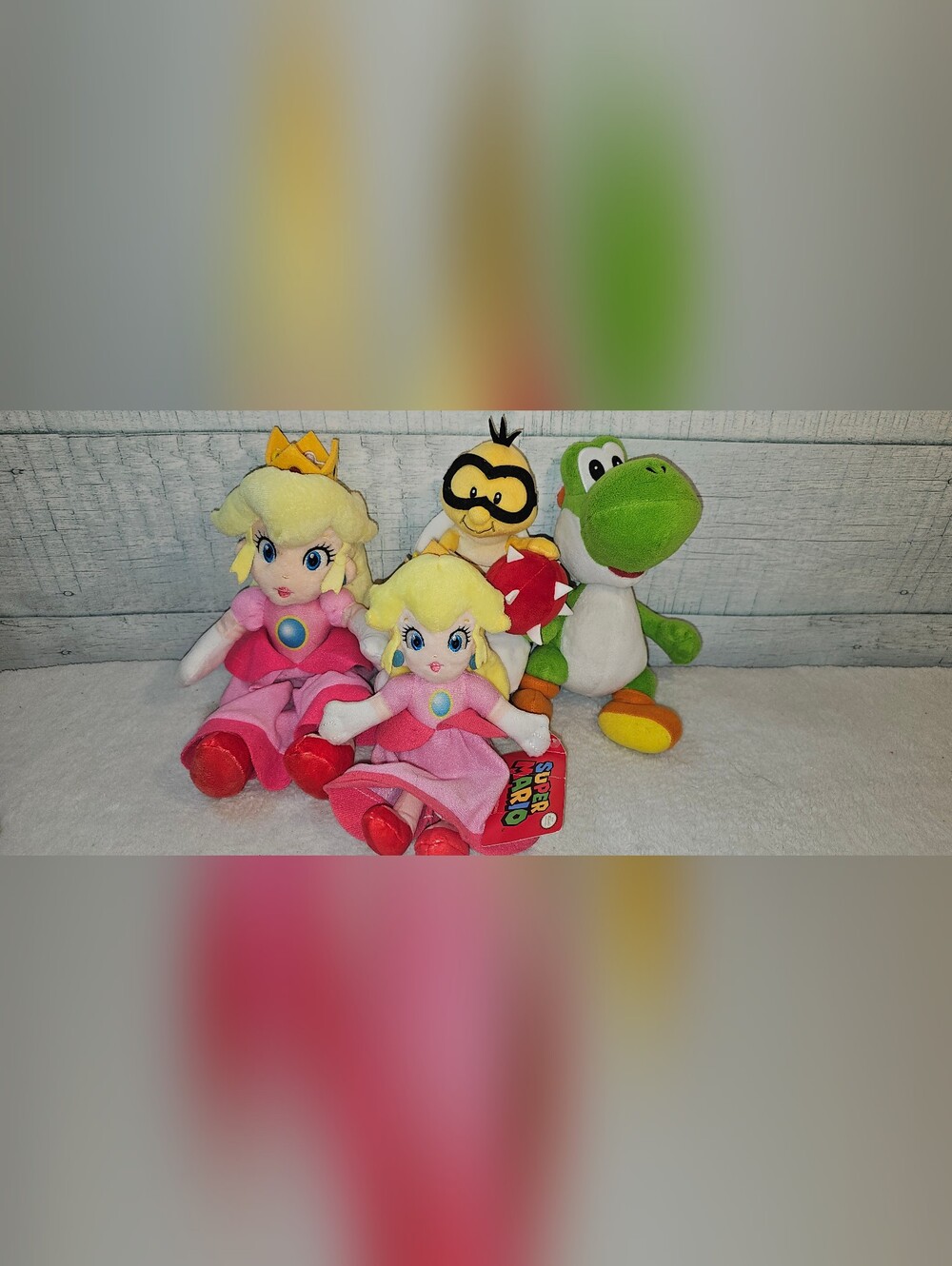 Nintendo Super Mario 4 Piece Plush Princess Peach, Yoshi, Lakitu